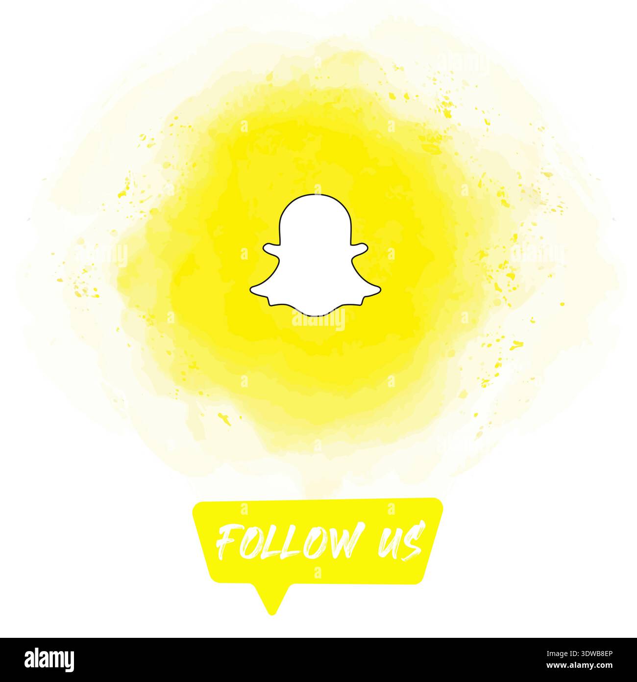 Watercolor Follow US Snapchat Banner, kann für Geschäftsdesigns, Präsentationsdesigns oder andere geeignete Designs verwendet werden. Stock Vektor