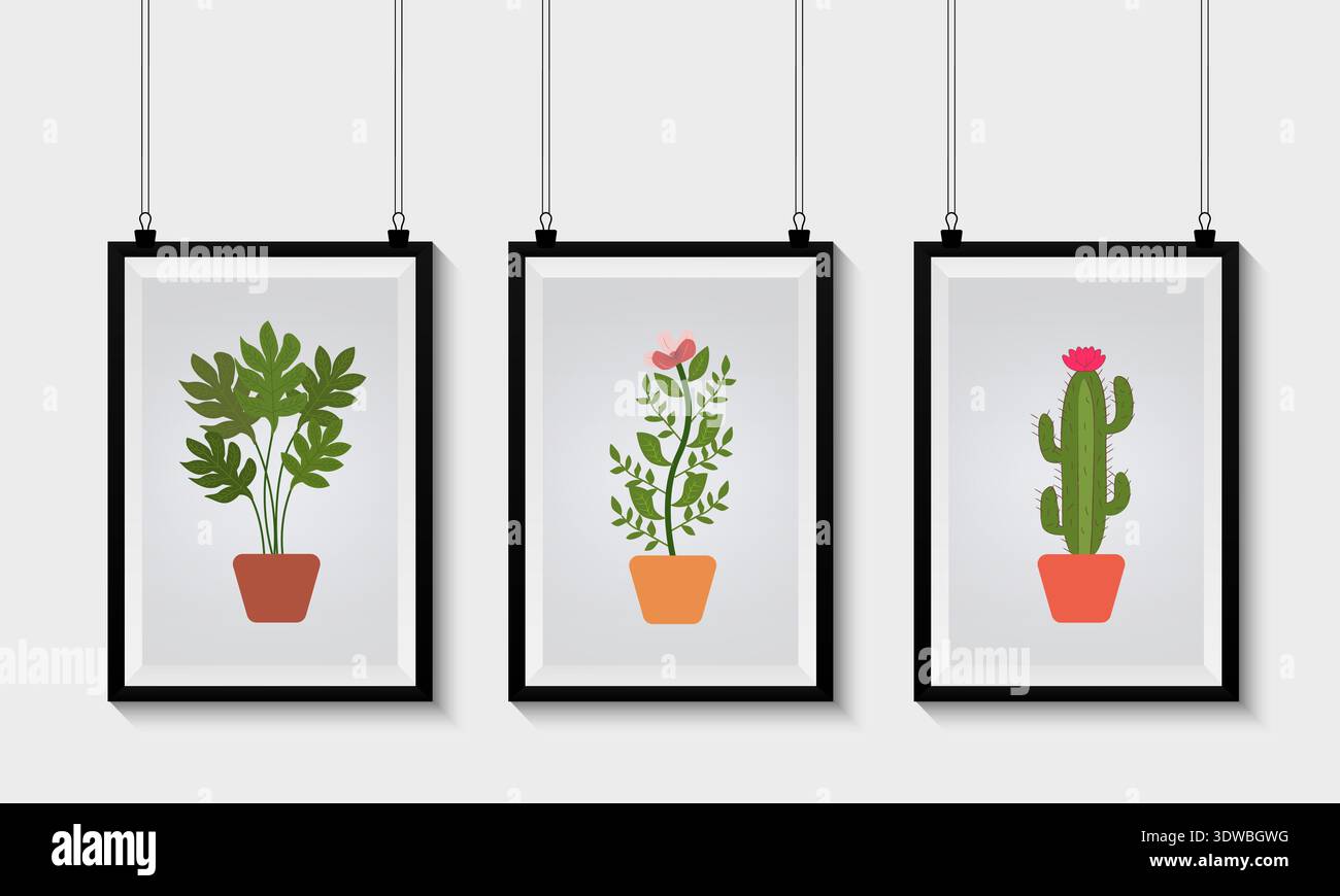 Set von Bilderrahmen Mockup, kann für Business-Designs, Präsentationsdesigns oder andere geeignete Designs verwendet werden. Stock Vektor