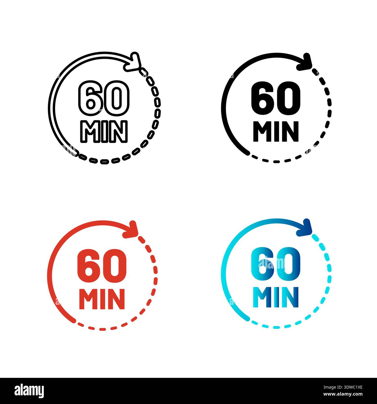 Abstrakte 60 Minuten Silhouette Illustration, kann für Business-Designs, Präsentationsdesigns oder andere geeignete Designs verwendet werden. Stock Vektor
