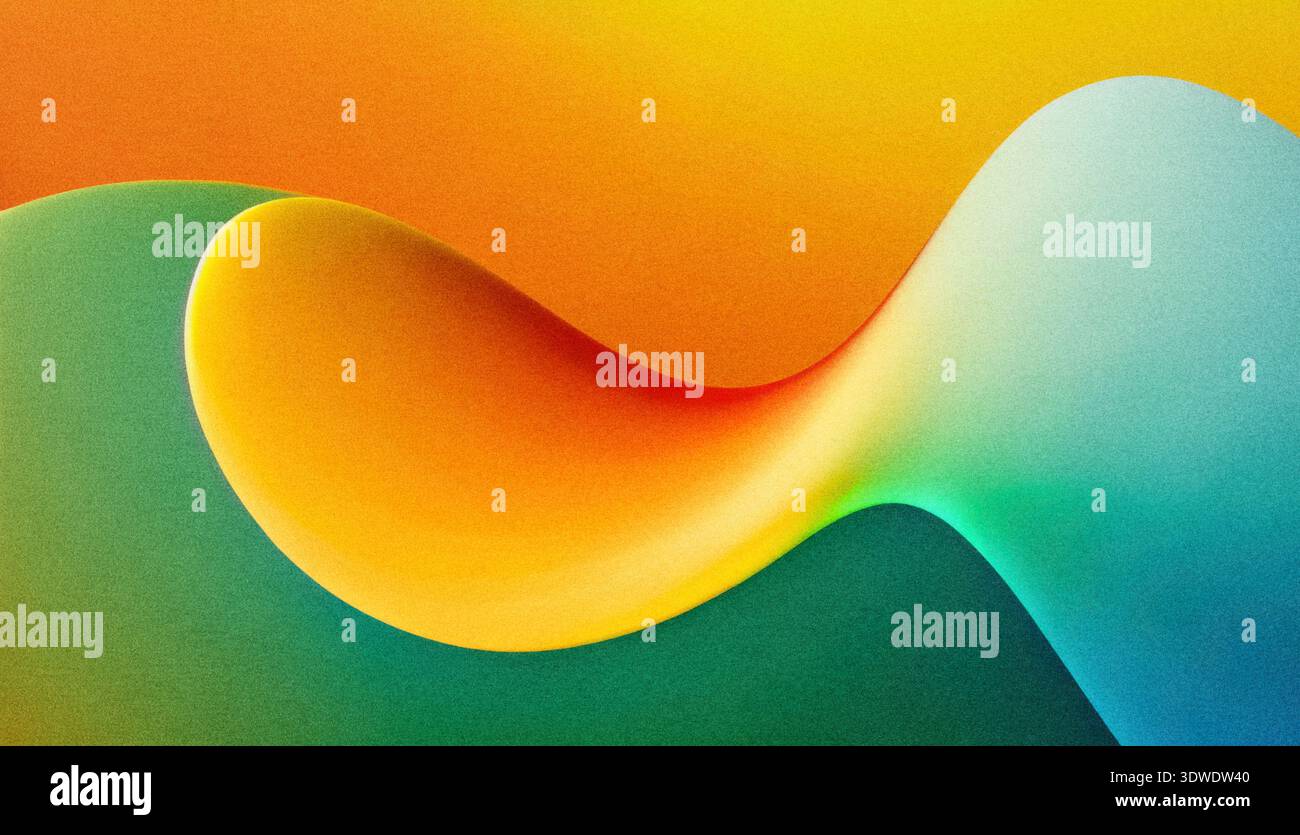 Lebendige abstrakte Formen verbinden warme Farben mit kühlen Tönen und erzeugen so einen geschmeidigen und dynamischen visuellen Effekt. Das Design weckt ein Gefühl von Bewegung und ener Stockfoto