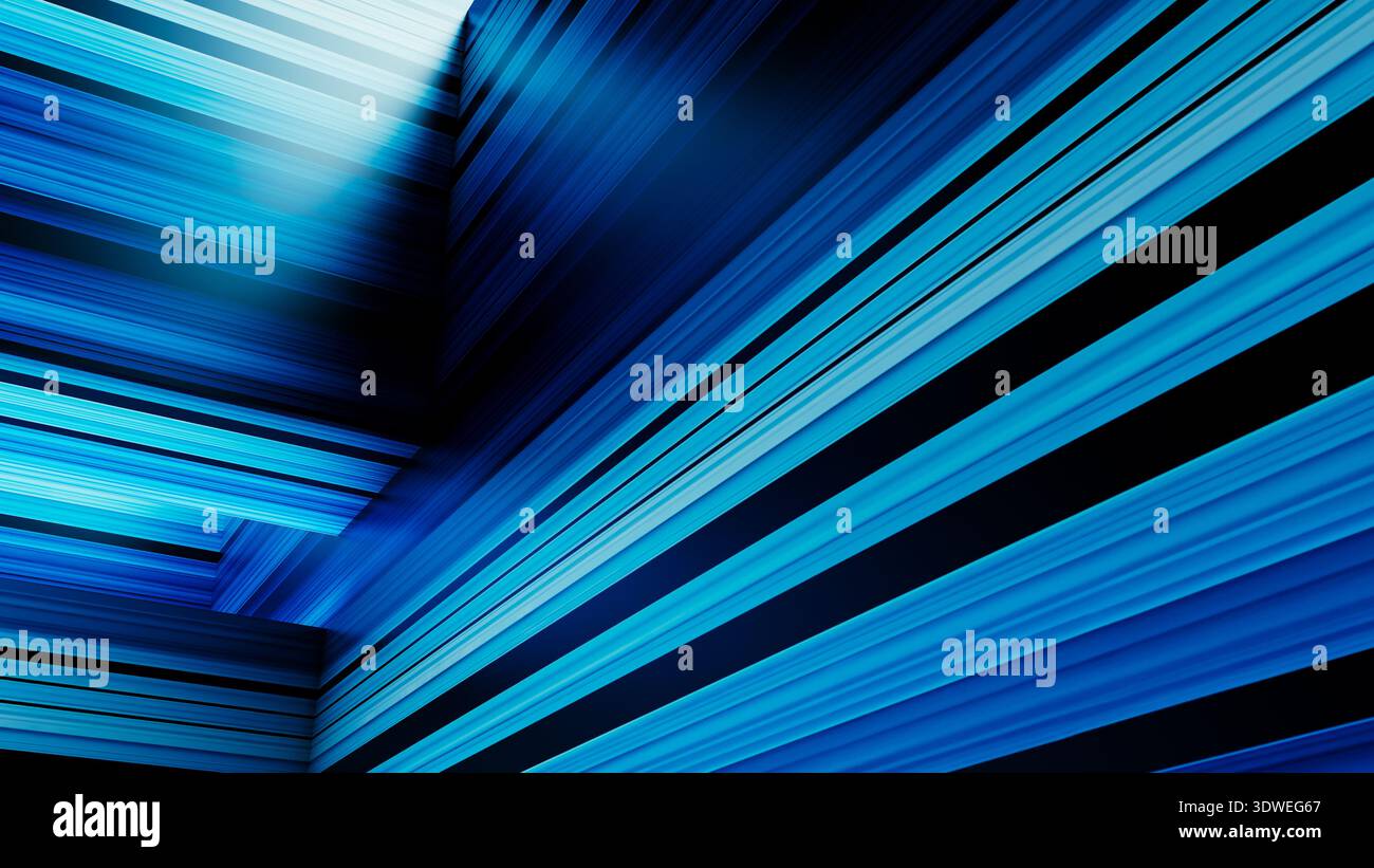 Dieses Design zeigt eine dynamische Anordnung von Linien, die einen abstrakten geometrischen Hintergrund erzeugen. Stockfoto