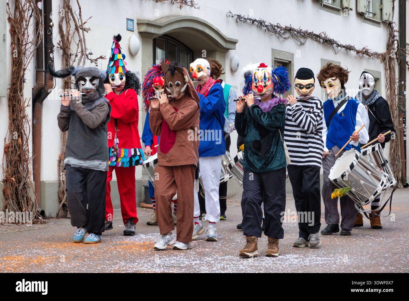 Schweiz, Basel, Zoll, Karneval, Stadt Basel, Baselstadt, Kanton Basel, Cortege, Larven, Masken, Benutzerdefiniert Stockfoto