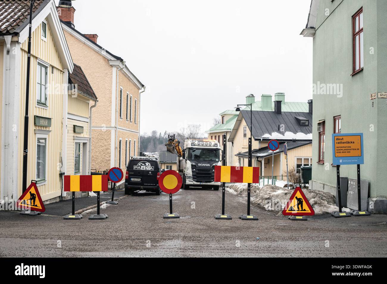 Die Straße ist wegen Bauarbeiten geschlossen Stockfoto