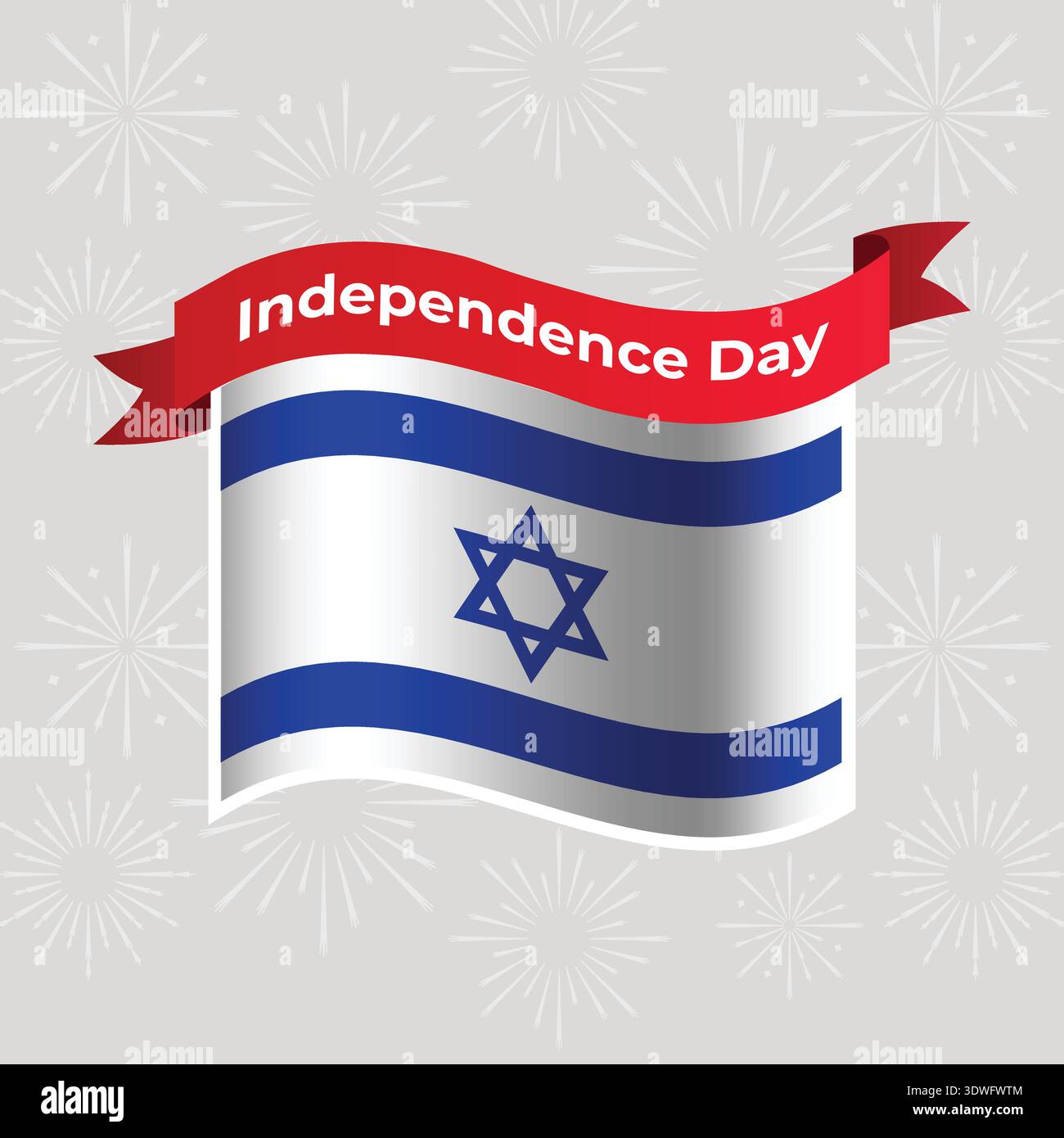 Israel Wavy Flag Unabhängigkeitstag Banner Hintergrund Stock Vektor