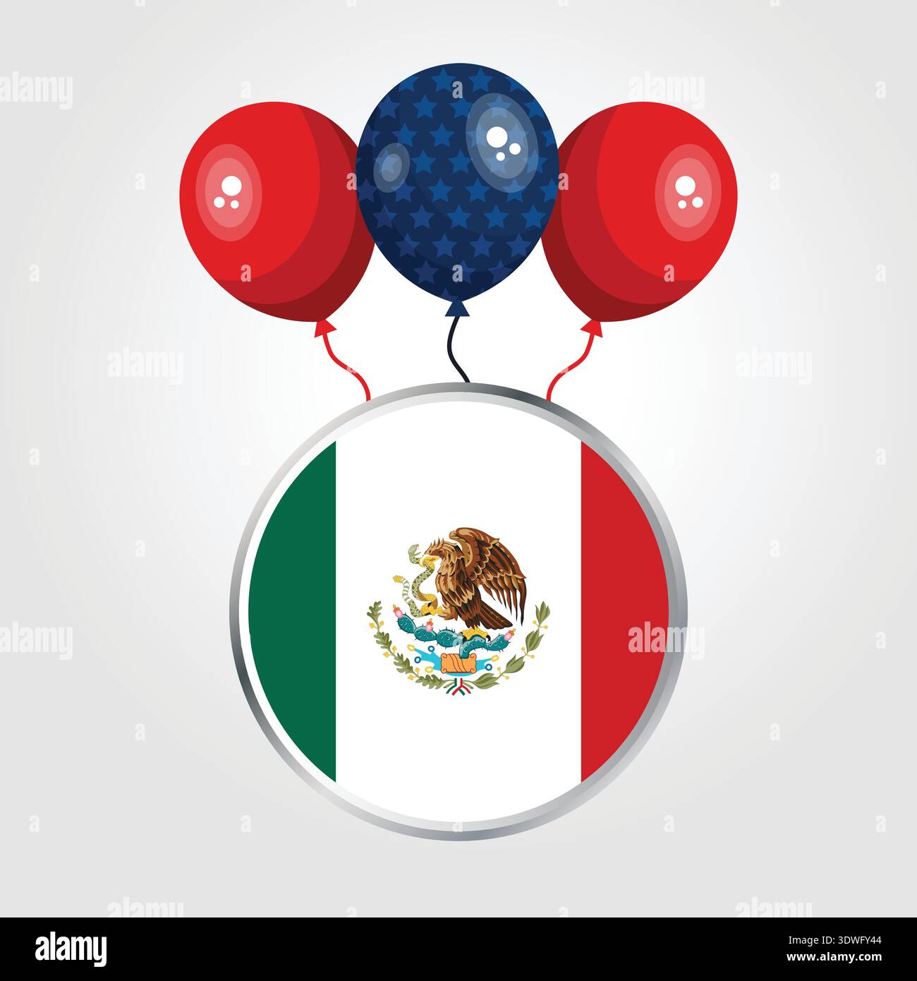 Feier Die Mexikanische Nationalflagge Mit Ballons Stock Vektor