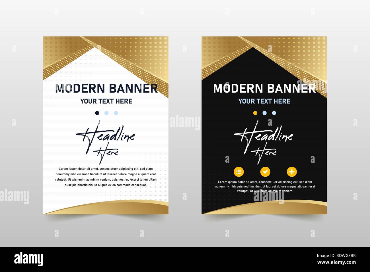 Abstrakte stilvolle luxuriöse schwarze und goldene Bannervorlage, kann für Business-Designs, Präsentationsdesigns oder andere geeignete Designs verwendet werden. Stock Vektor