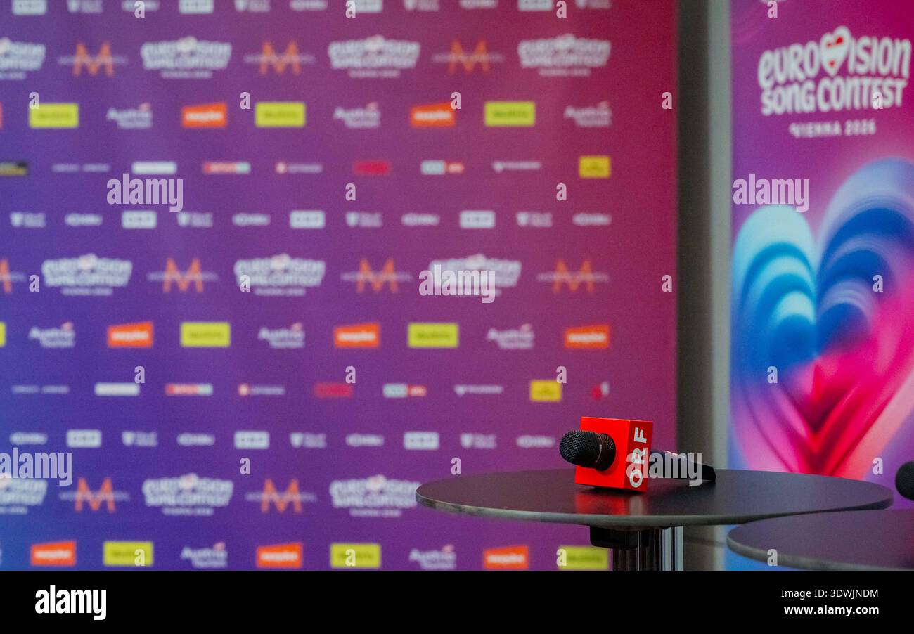 20260226 Medienupdate zum EUROVISION SONG CONTEST WIEN, OESTERREICH - 26. FEBRUAR: Sujet - Symbolbild - Mediengespraech anlaesslich eines ORF Updates zum 70. Eurovision Song Contest vom 12. bis zum 16. Mai 2026 in Wien im ORF-MedienCampus am 26. Februar 2026 in Wien, Oesterreich. 260226 SEPA 17 003 Copyright: XIsabellexOuvrardx SEPAxMedia Stockfoto