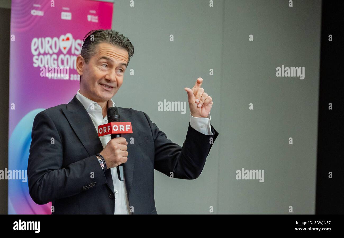 20260226 Medienupdate zum EUROVISION SONG CONTEST WIEN, OESTERREICH - 26. FEBRUAR: ORF-Generaldirektor Roland Weissmann waehrend des Mediengespraechs anlaesslich eines ORF Updates zum 70. Eurovision Song Contest vom 12. bis zum 16. Mai 2026 in Wien im ORF-MedienCampus am 26. Februar 2026 in Wien, Oesterreich. 260226 SEPA 17 009 Copyright: XIsabellexOuvrardx SEPAxMedia Stockfoto