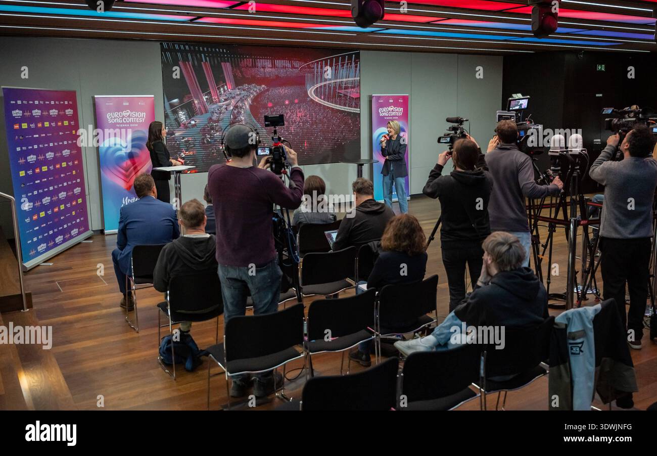 20260226 Medienupdate zum EUROVISION SONG CONTEST WIEN, OESTERREICH - 26. FEBRUAR: Gesamtbild - Mediengespraech anlaesslich eines ORF Updates zum 70. Eurovision Song Contest vom 12. bis zum 16. Mai 2026 in Wien im ORF-MedienCampus am 26. Februar 2026 in Wien, Oesterreich. 260226 SEPA 17 026 Copyright: XIsabellexOuvrardx SEPAxMedia Stockfoto