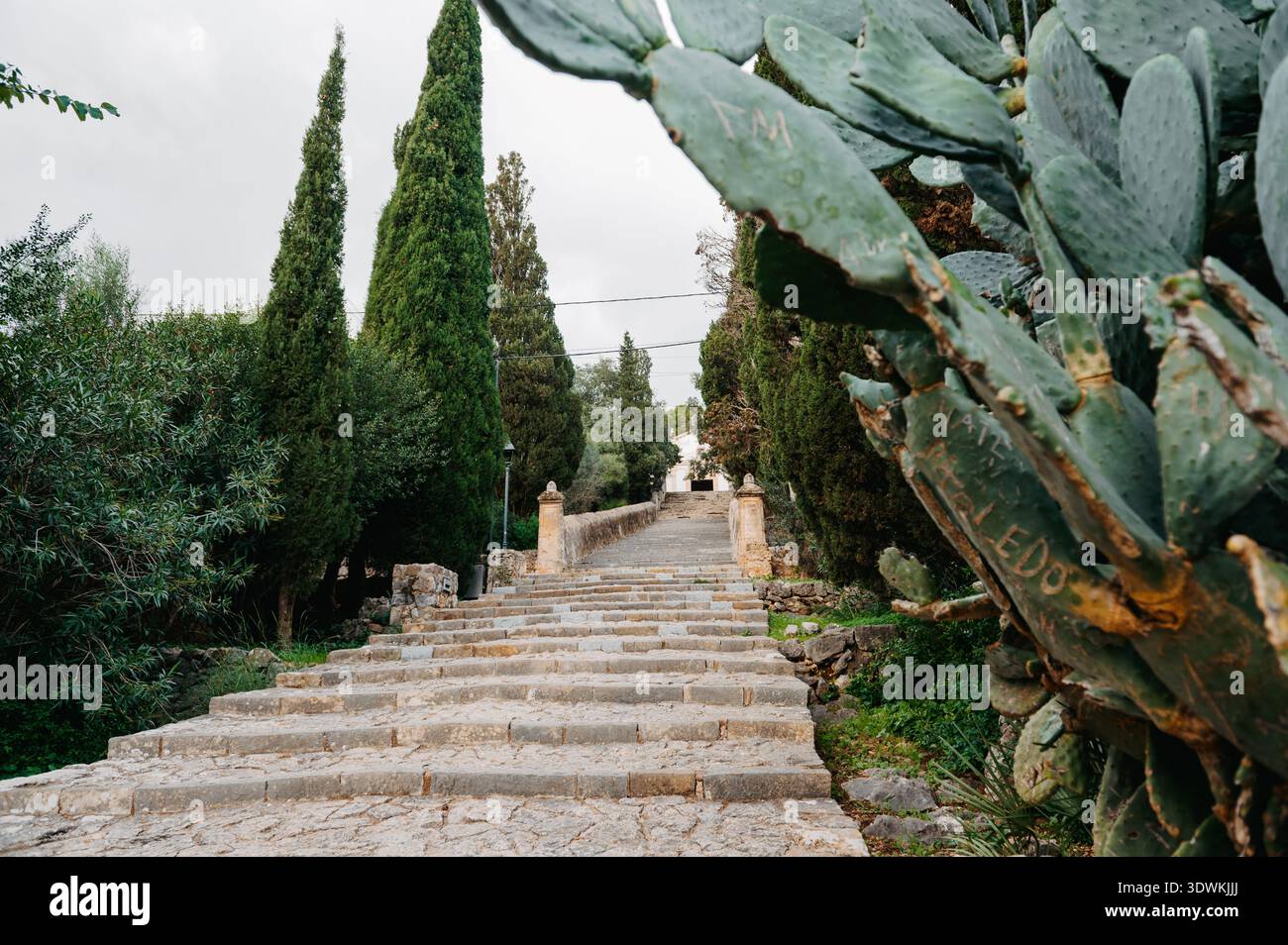 El Calvari führt zur Eglésia del Calvari in Pollenca, Mallorca Stockfoto