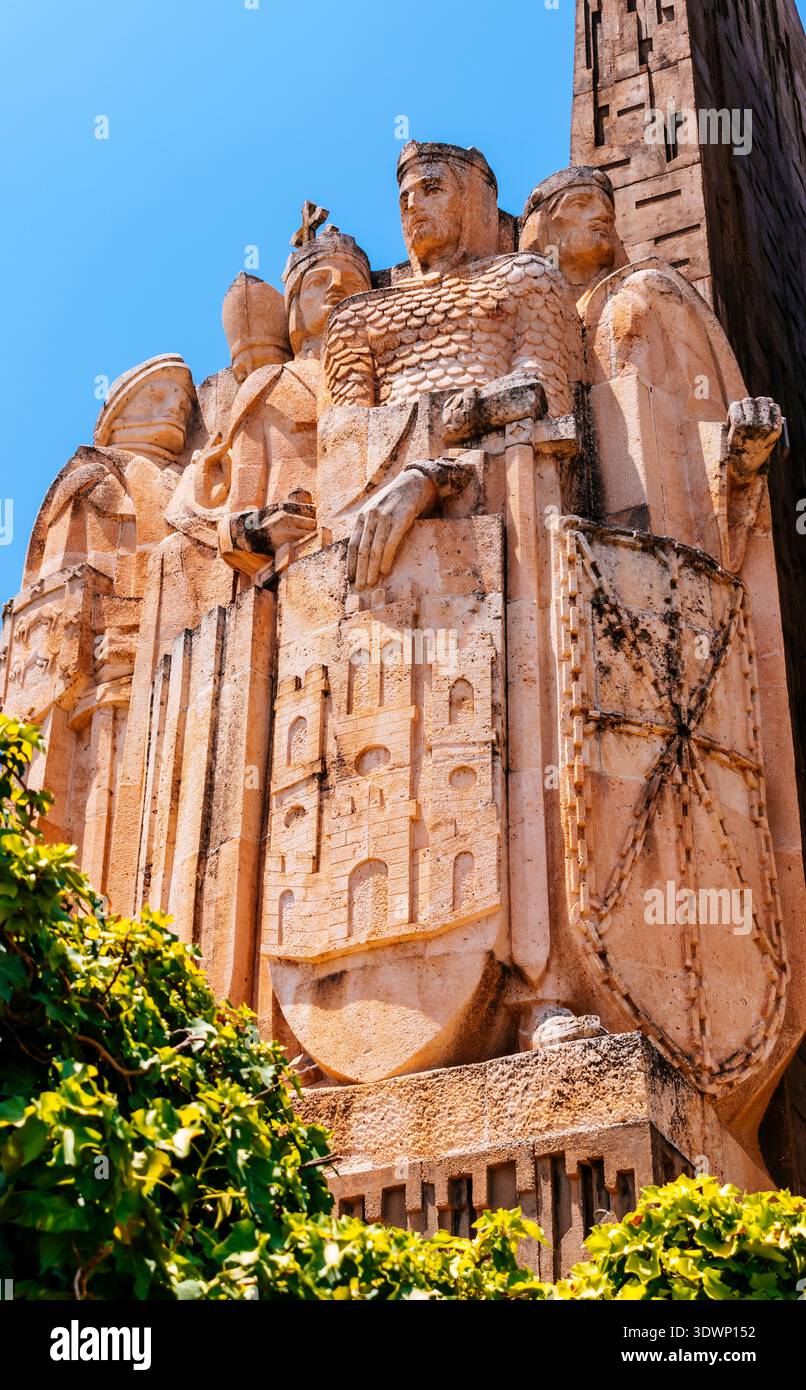 Denkmal für die Schlacht von Las Navas de Tolosa. Christliche Führer, von rechts nach links, Peter II. Der Katholik, Peter II., der Katholik, König von Aragon, Al Stockfoto