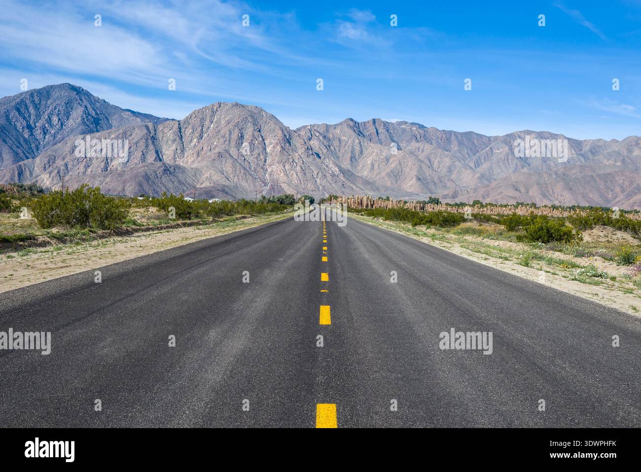 Henderson Canyon Road in Borrego Springs, Kalifornien. Stockfoto