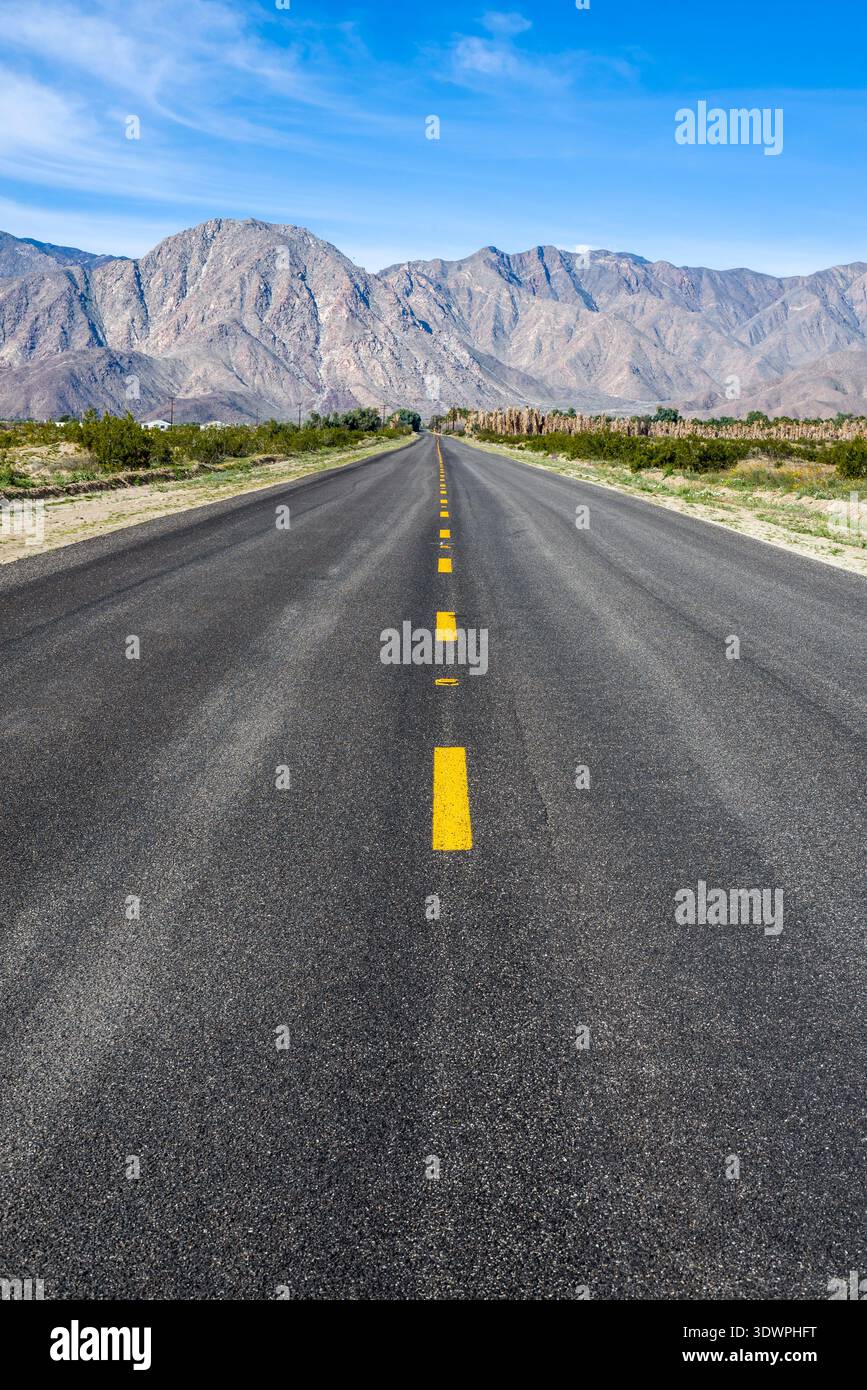 Henderson Canyon Road in Borrego Springs, Kalifornien. Stockfoto