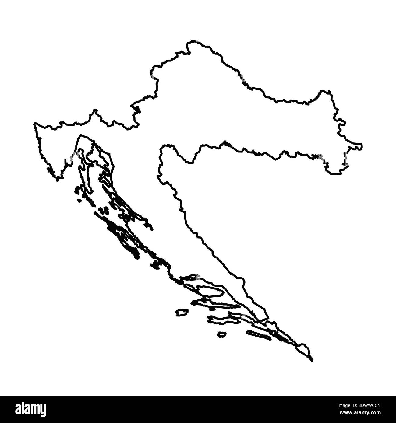 Schwarze Umrissskizze Karte von Kroatien Land, Vektor editierbares Design, kann für Geschäfts- oder Präsentationsdesign verwendet werden. Stock Vektor