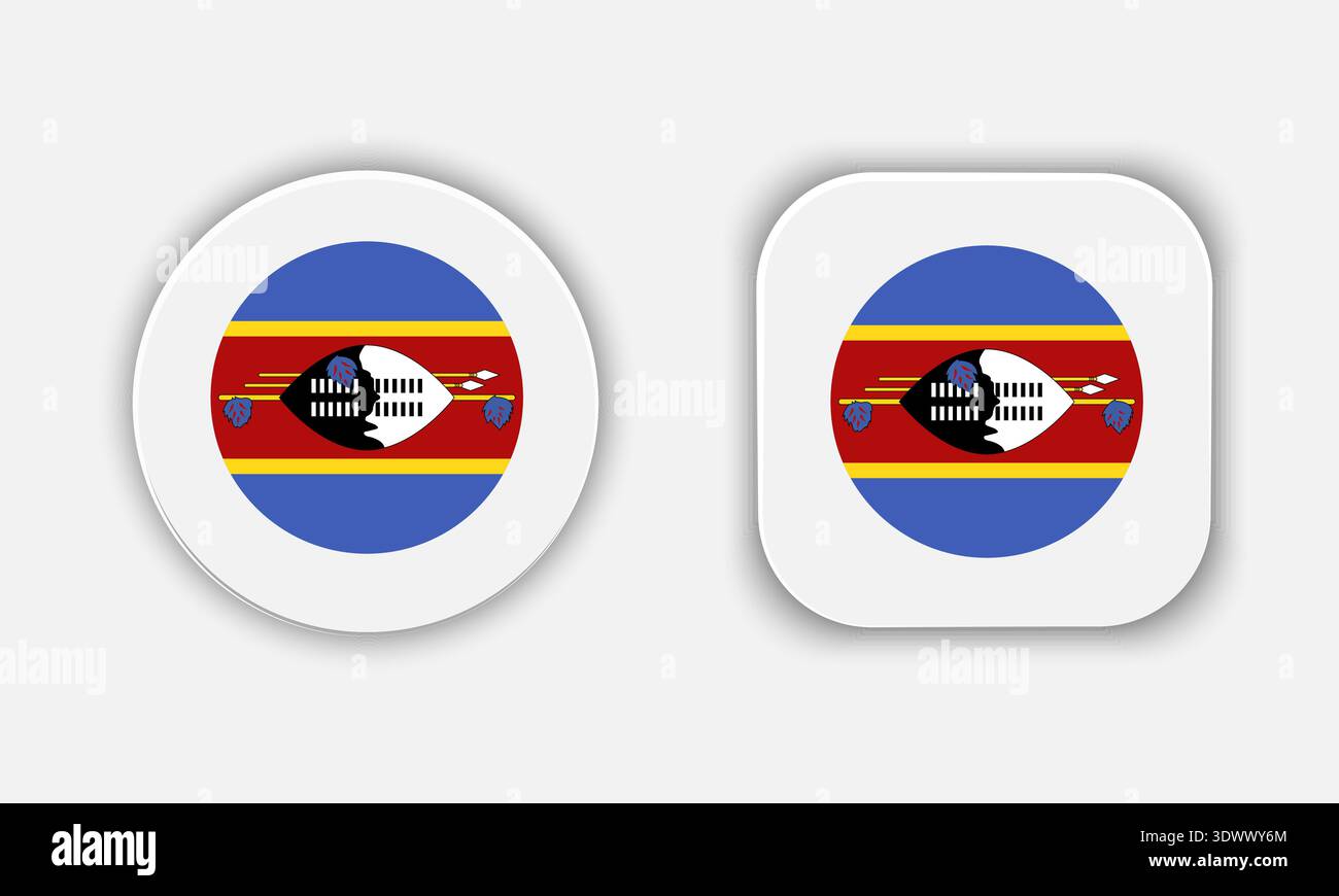 Eswatini abgerundete Nationalflagge Button-Symbol, Vektor editierbares Design, kann für Geschäfts- oder Präsentationsdesign verwendet werden. Stock Vektor