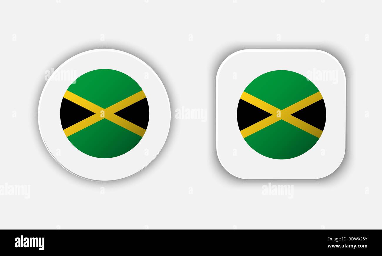 Jamaica abgerundete nationale Flagge Button Symbol, Vektor editierbares Design, kann für Geschäfts- oder Präsentationsdesign verwendet werden. Stock Vektor