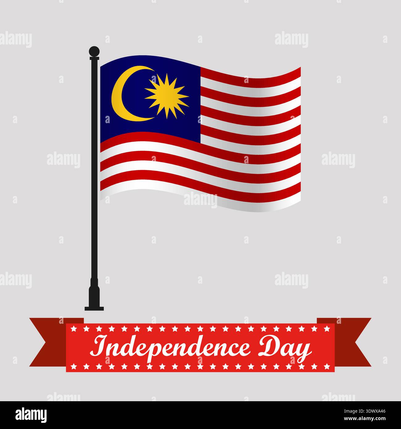 Flacher Malaysia Unabhängigkeitstag mit Waving Flag, Vektor editierbares Design, kann für Geschäfts- oder Präsentationsdesign verwendet werden. Stock Vektor