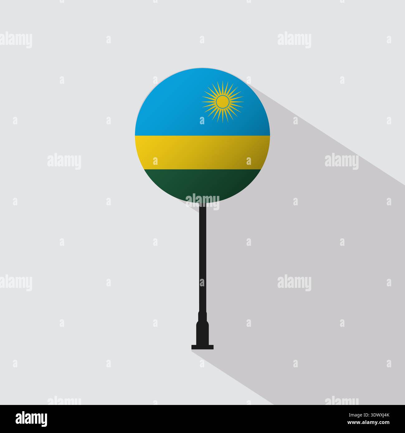 Ruanda National Circle Sign Flag Vektor Illustration, Vektor editierbares Design, kann für Geschäfts- oder Präsentationsdesign verwendet werden. Stock Vektor