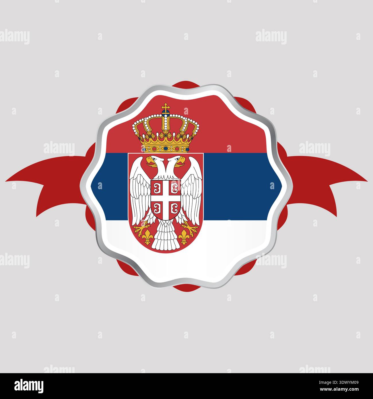 Kreatives Serbien Flag Sticker Emblem, Vektor editierbares Design, kann für Geschäfts- oder Präsentationsdesign verwendet werden. Stock Vektor