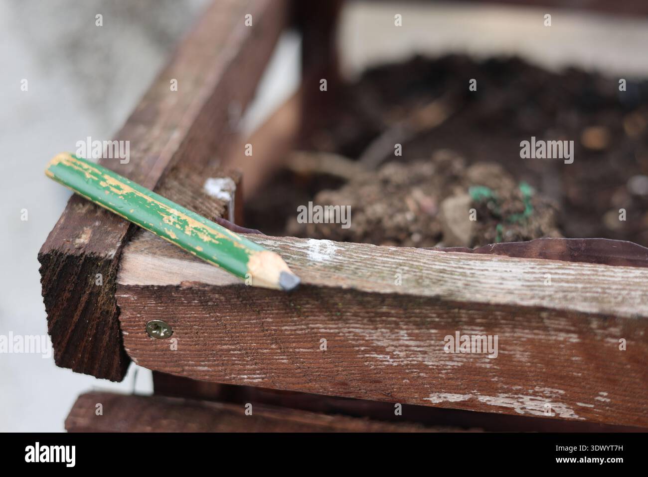 Altes gebrauchtes Schreinerstift-Werkzeug Stockfoto