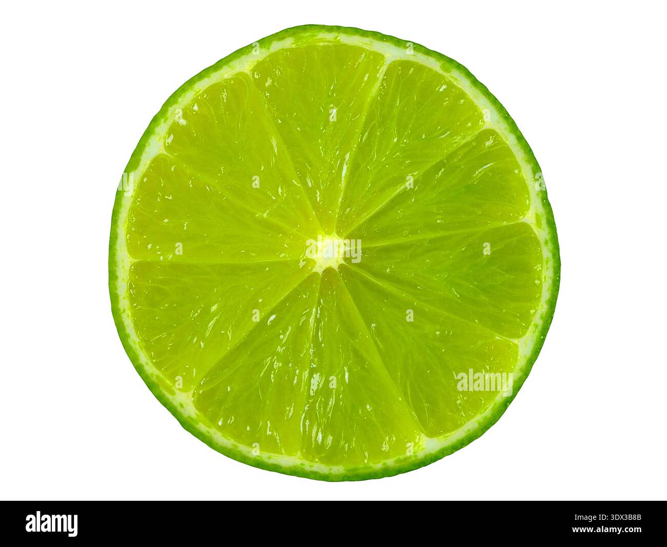 Nahaufnahme einer frischen Limette, isoliert auf weiß Stockfoto