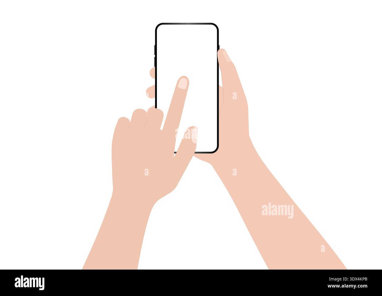 Handheld Smartphone mit leerem Bildschirm. Vektorillustration isoliert auf weißem Hintergrund. Stock Vektor
