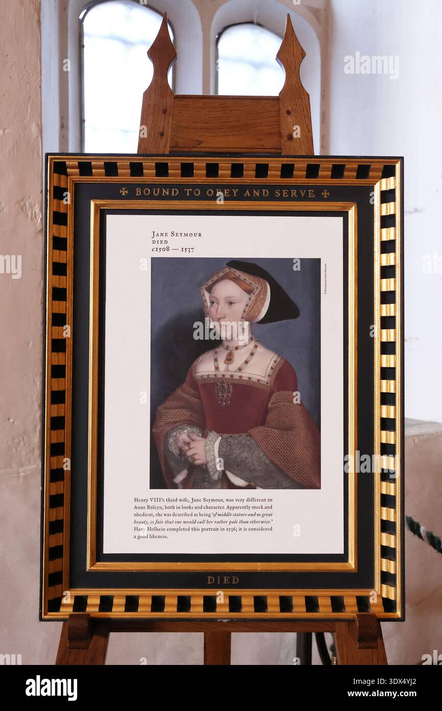 Porträt von Jane Seymour, König Heinrich VIII., von Hans Holbein, im Hampton Court Palace, Richmond, Großbritannien Stockfoto