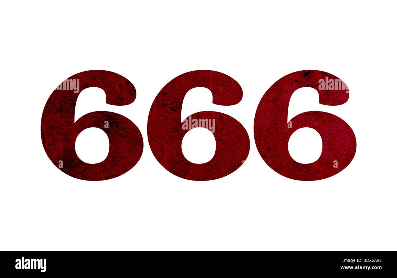 Sechshundertsechsundsechzig (666) . Die Nummer der Bestie. Die Zahl des Teufels, satan Stockfoto