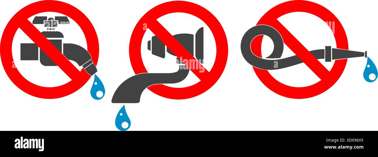 Wasserhahnsymbole mit Wassertropfen Stock Vektor
