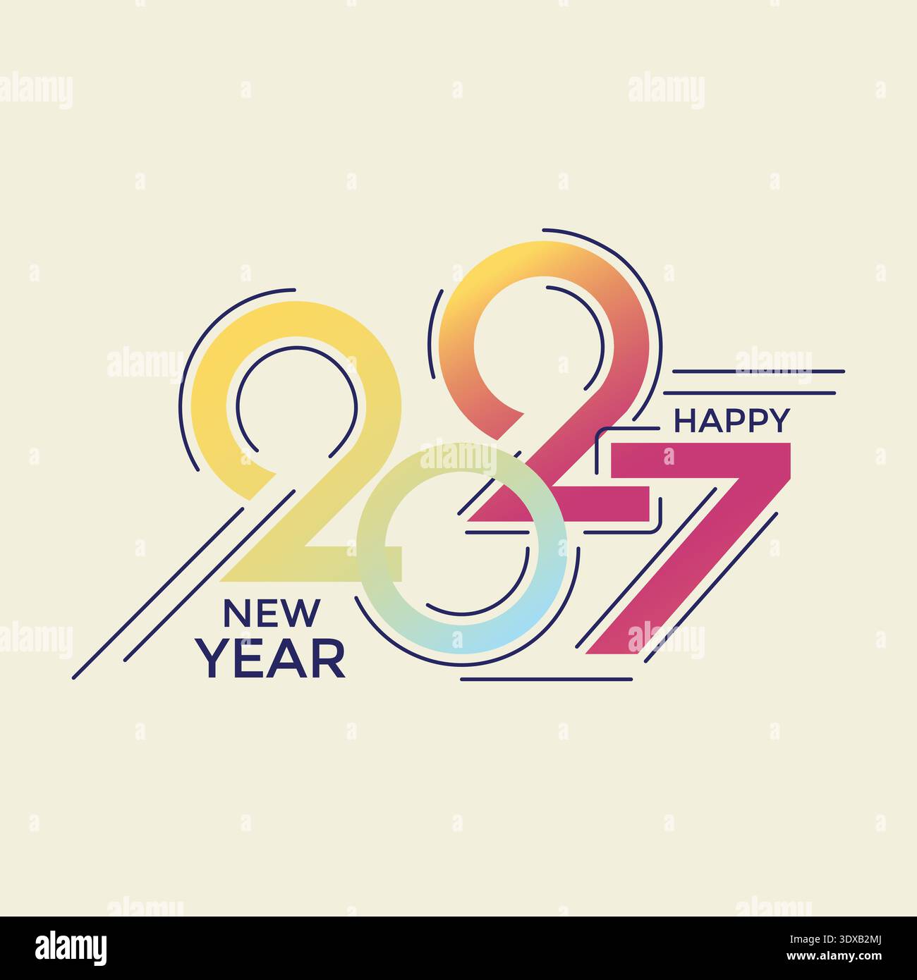 Kreatives Design für 2027 Neujahrsposter, Grußkarten oder Banner. Logo Text 2027 Design Happy New Year Celebration Konzept. Stock Vektor