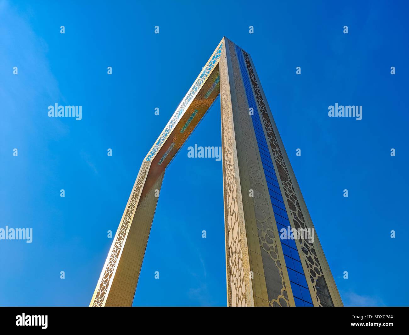 Dubai Rahmen. Hervorragendes Architektur-Wolkenkratzergebäude in Dubai City, VAE. Einer der meistbesuchten Orte und Aktivitäten in Dubai Stockfoto