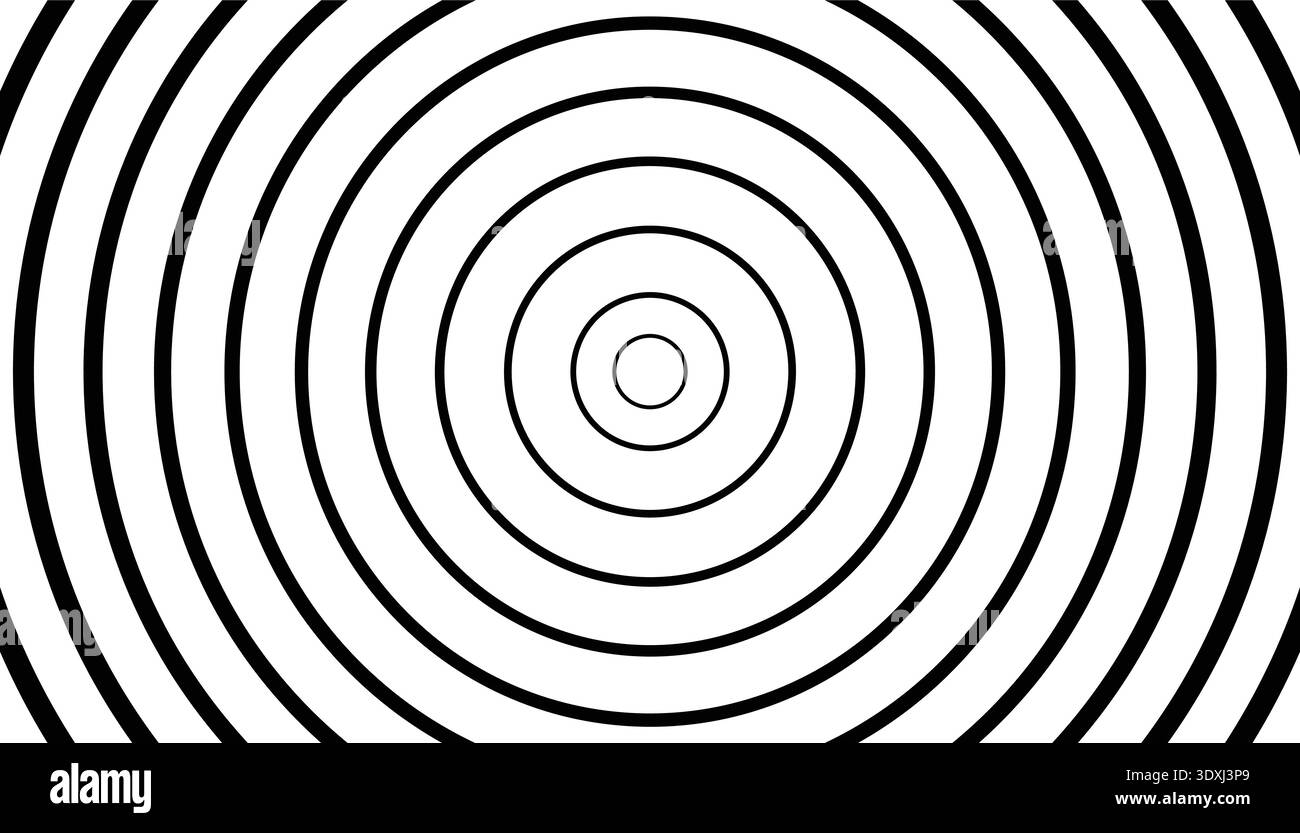 Konzentrische Kreise im schwarzen Halbton auf weißem Hintergrund, die ein Ziel oder einen Bullseye erzeugen. Ein geometrisches Design mit hohem Kontrast, das für AIM, Focus und cen geeignet ist Stock Vektor
