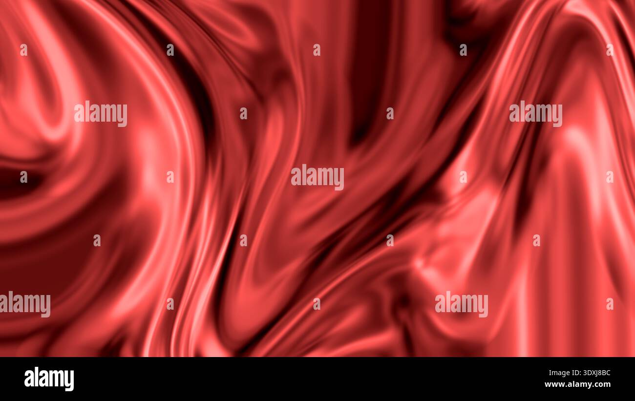 Heiße rosa Neon Flüssigkeit abstrakter Hintergrund glänzende Fluidwellen auf schwarzer Textur Stockfoto