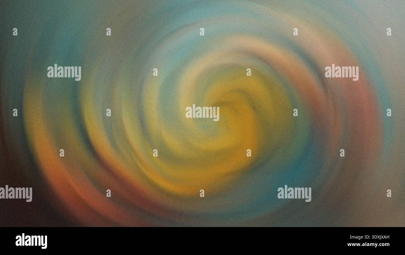 Ein verschwommener Farbwirbel mit Gelb in der Mitte schafft eine abstrakte und dynamische visuelle Effektkunst Stockfoto