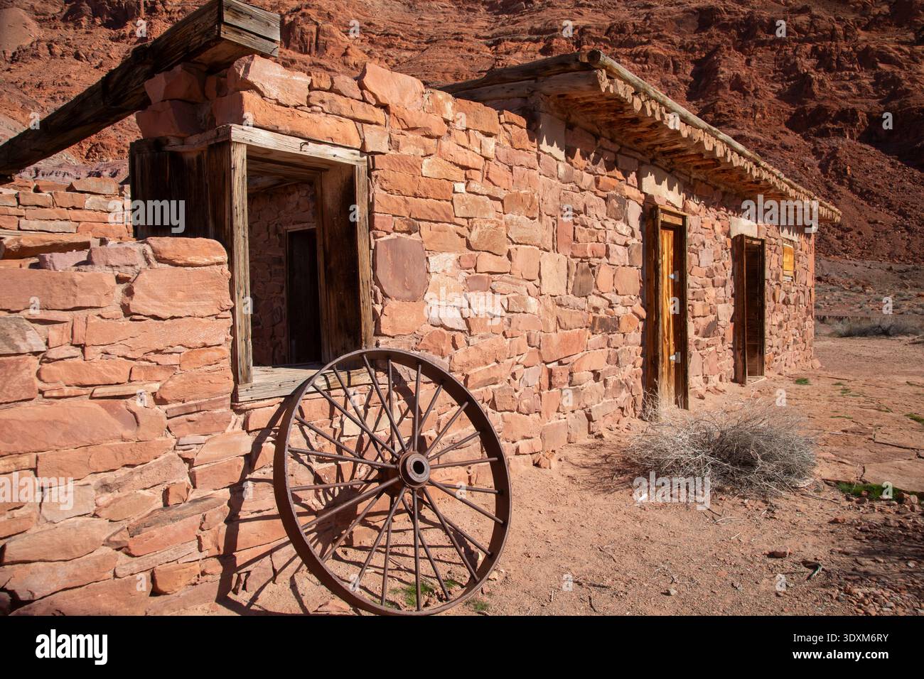 Lee's Ferry, Arizona: Historische Gebäude an Lee's Ferry am Colorado River am nördlichen Ende des Grand Canyon. Eine Fähre verkehrte hier ab 1873 Uhr Stockfoto