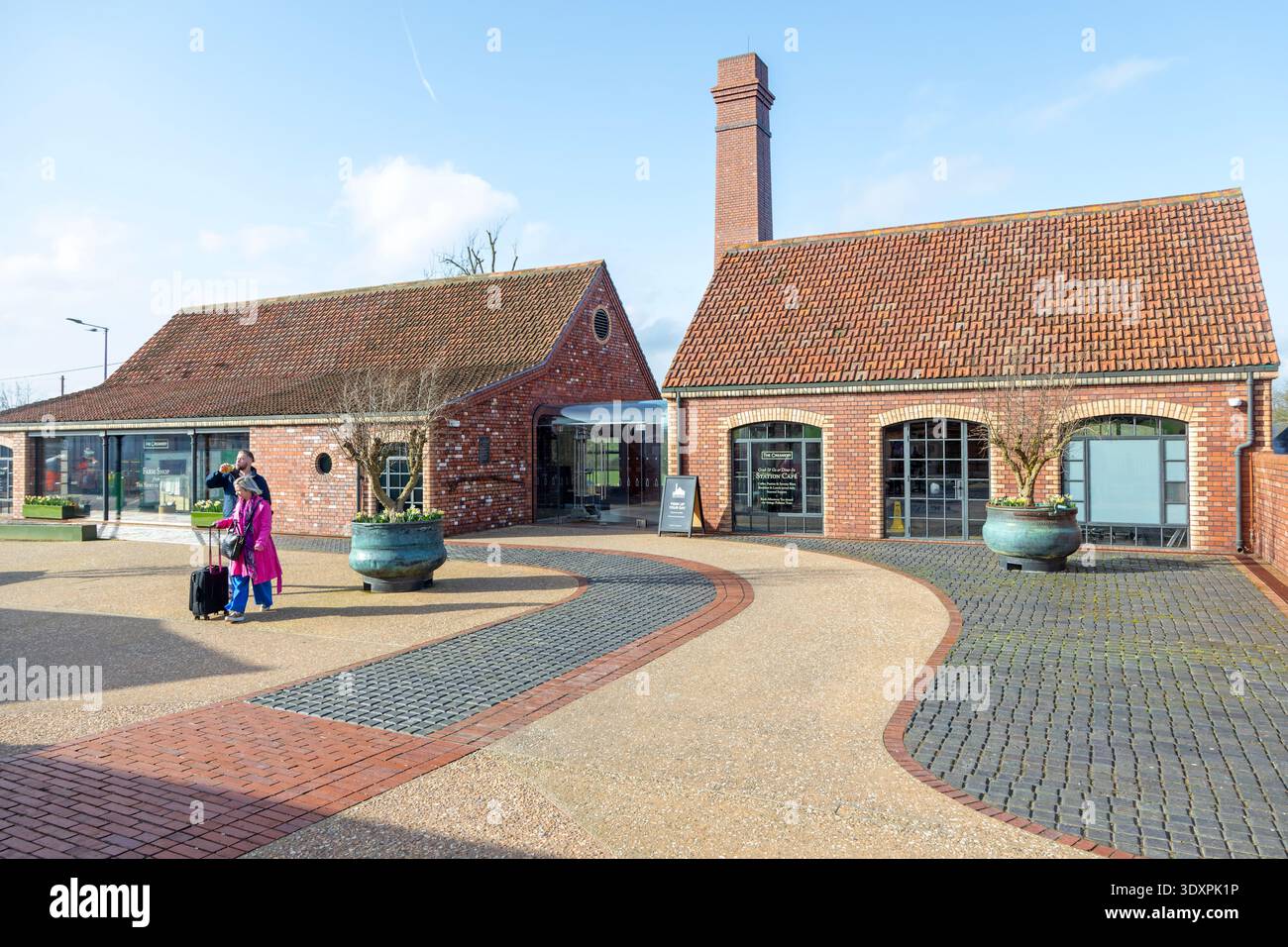 Das Creamery Farm Shop Café renovierte Gebäude, Castle Cary Bahnhof, Castle Cary, Somerset, England, Großbritannien Stockfoto