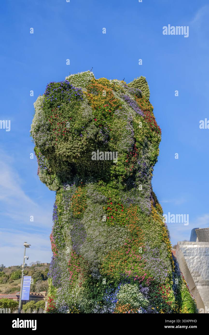 Puppy Blume Skulptur von Jeff Koons im Guggenheim Museum, Bilbao, Spanien Stockfoto