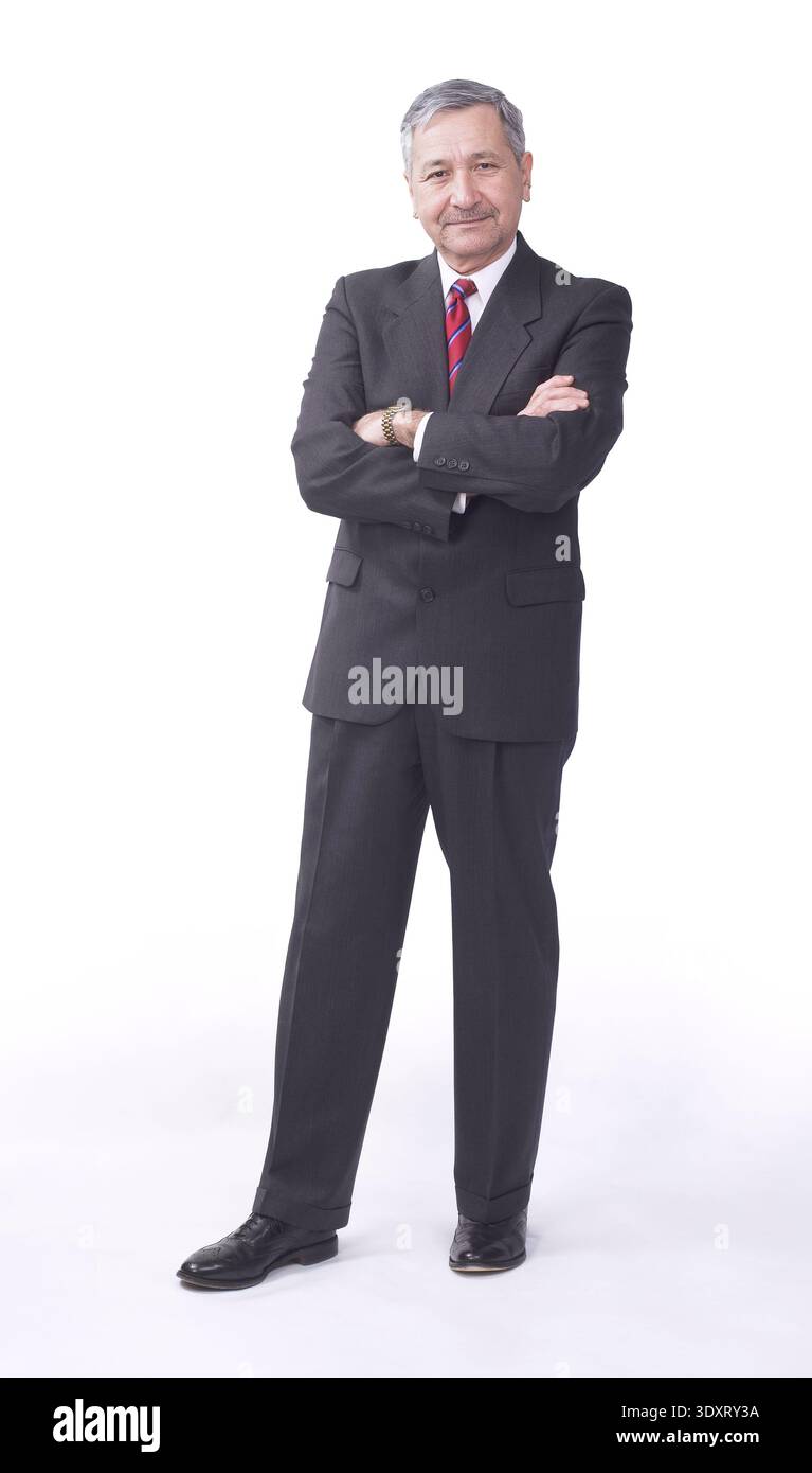 Mittelalter Executive-Manager in voller Länge, weißes Porträt, USA Stockfoto