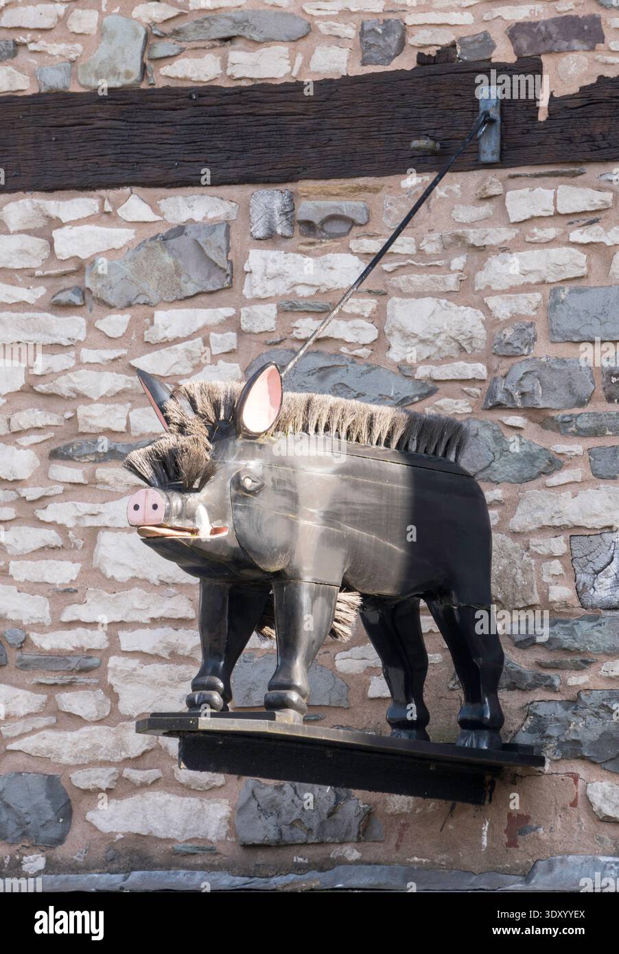 Bristly Hog Schild in der Black Hall, einer ehemaligen Bürstenfabrik in Kendal, Cumbria, England, Großbritannien Stockfoto