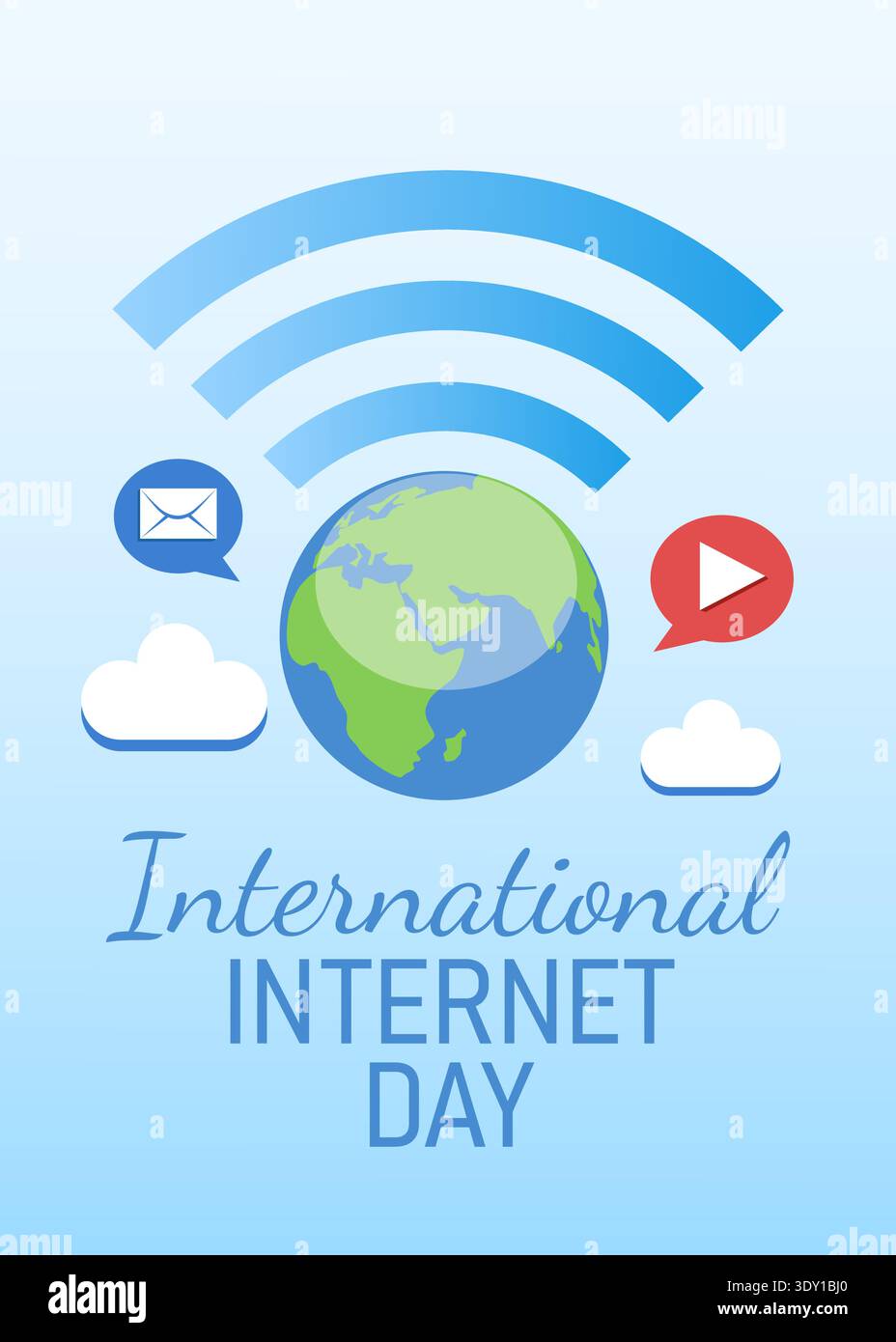 Poster, Banner, Flyer oder Postkarte für den Internet Day. Flache Abbildung. Stock Vektor