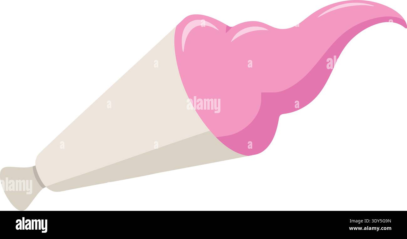 Flache Illustration eines rosafarbenen, weichen Eiskegels mit einer Drallplatte Stock Vektor