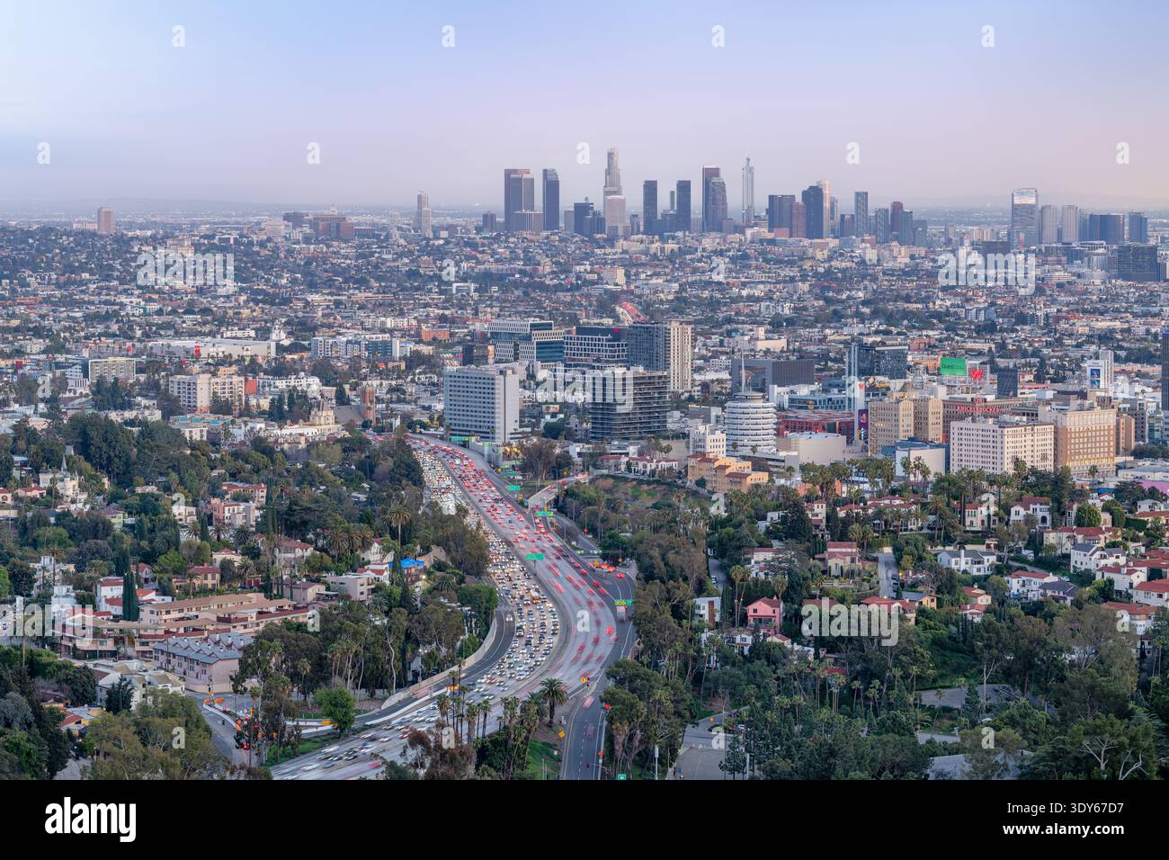 Downtown Los Angeles Vom Mullholland Drive Lookout Stockfoto