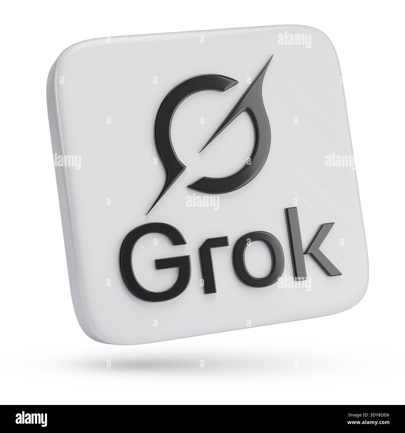 Buenos Aires, Argentinien; 23. Februar 2026: Grok Logo isoliert auf weißem Hintergrund. 3D-Abbildung. Stockfoto