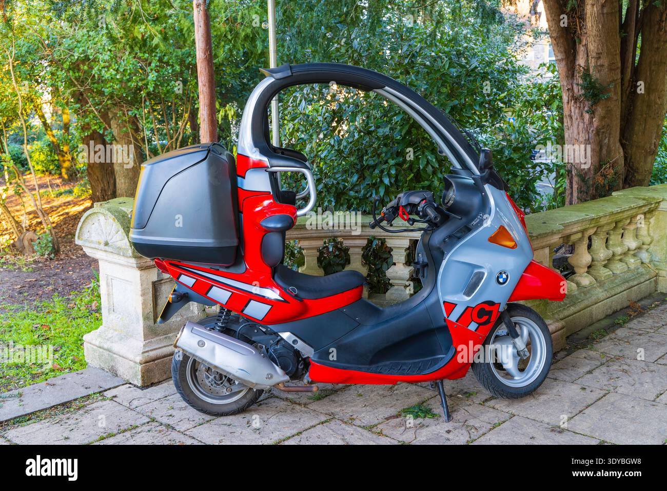 BMW C1 Motorrad Clevedon Kaffee und Autos Stockfoto