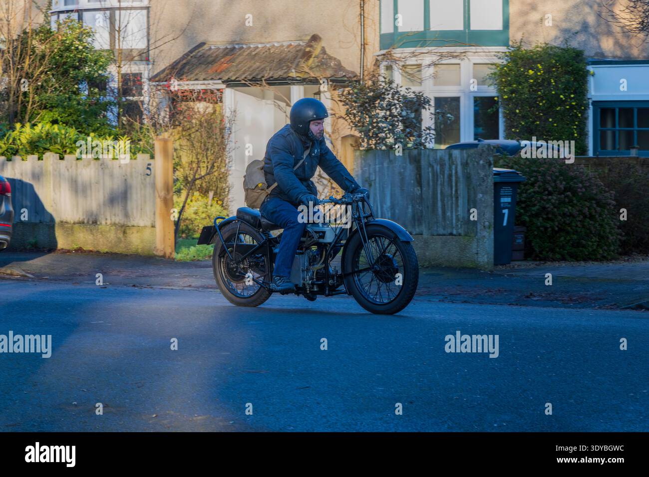 Clevedon Kaffee und Autos Douglas Motorrad Stockfoto