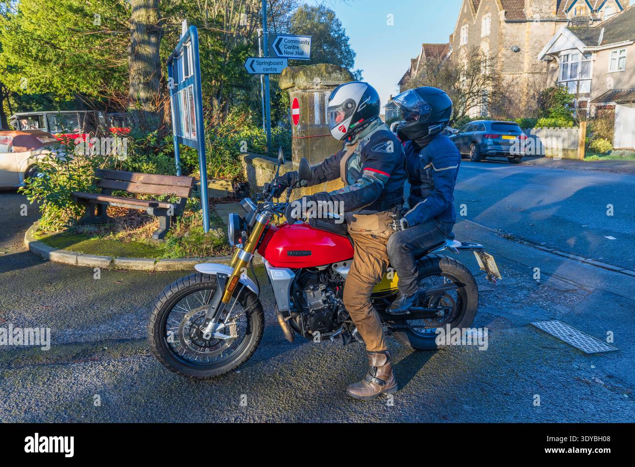 Clevedon Kaffee und Autos Caballero Motorrad Stockfoto