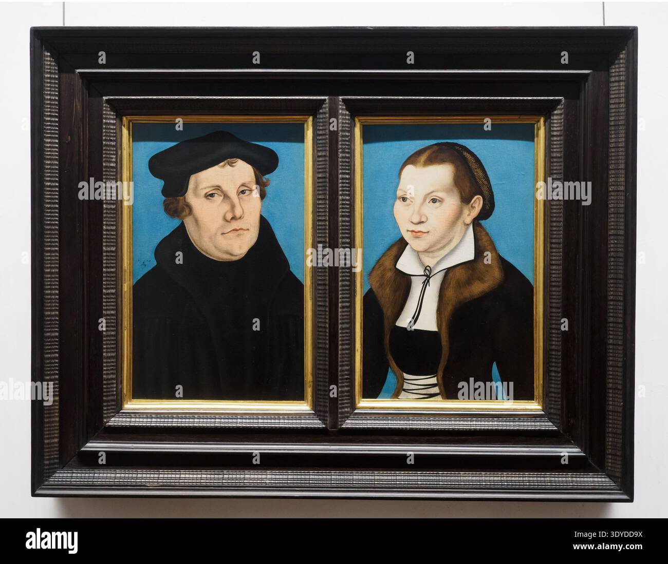 Porträt von Martin Luther und seiner Frau Caterina Bora 1529 von Lukas Cranach (1472–1553) - Öl auf Platte Stockfoto