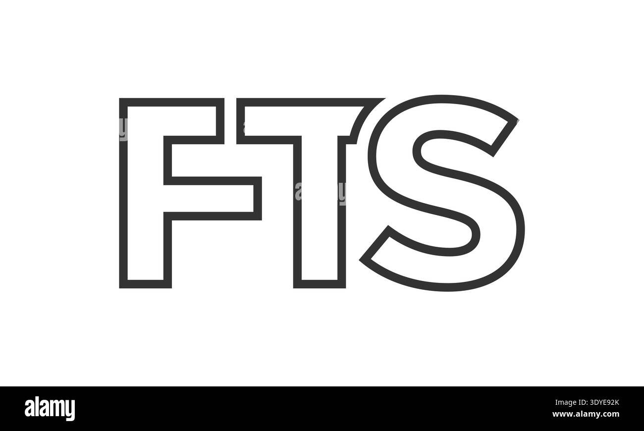 FTS-Logo-Designvorlage mit starkem und modernem, fettgedrucktem Text. Anfänglich basierter Vektorlogotyp mit einfacher und minimaler Typografie. Trendige Firmen-ID Stock Vektor