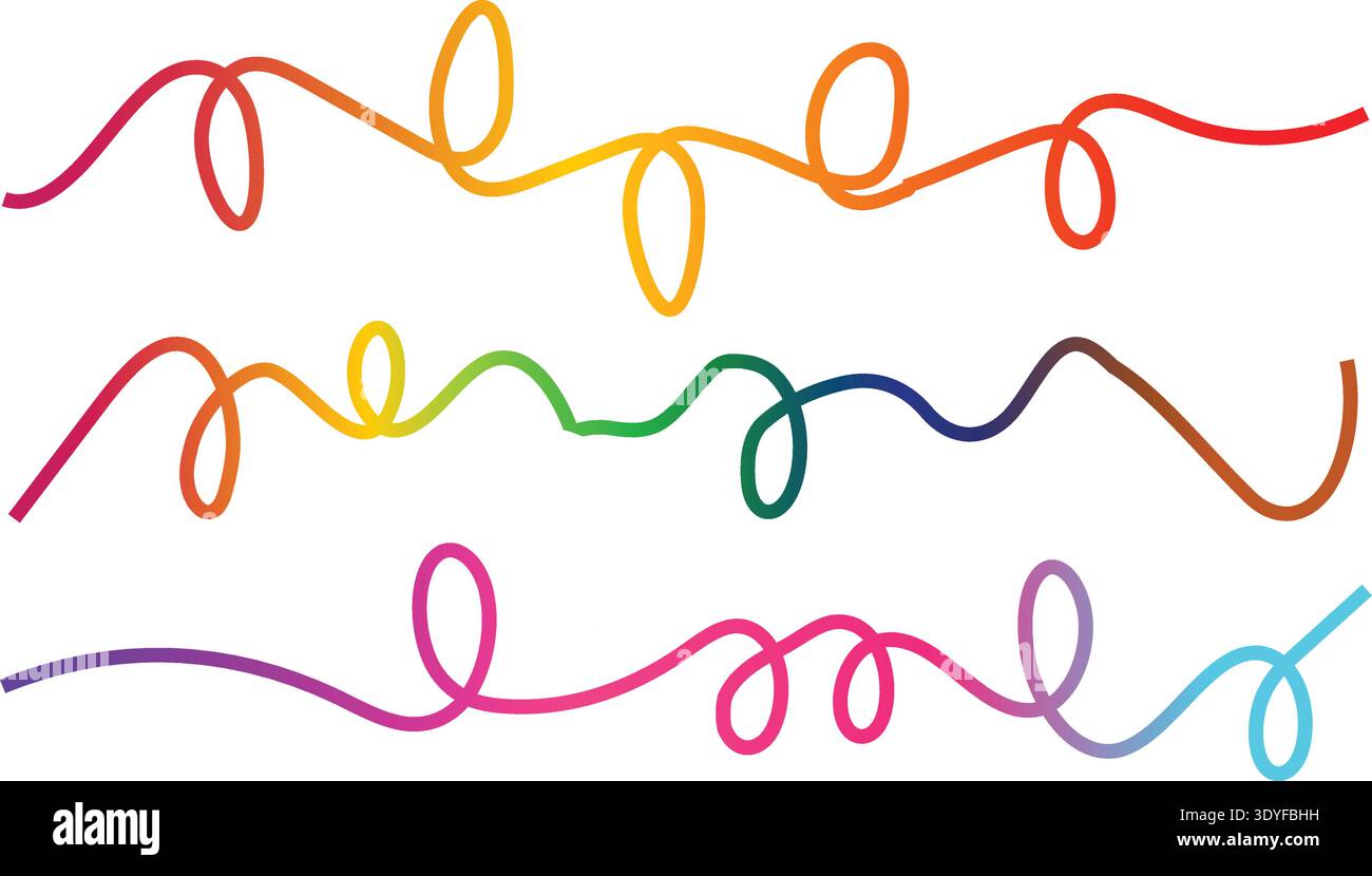 Eine farbenfrohe Illustration von Wellenlinien und Loops Vektor Stock Vektor