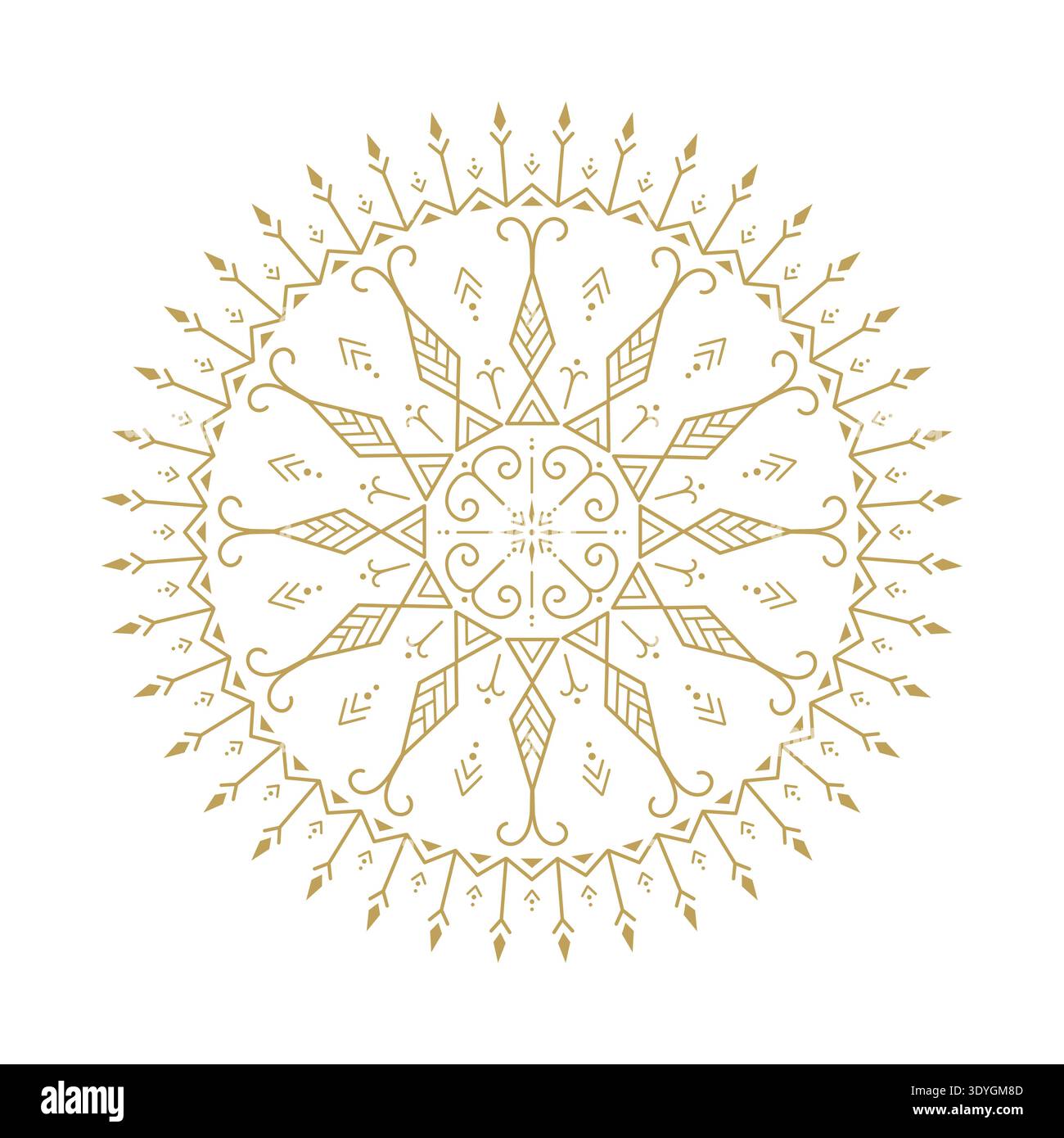 Goldenes Mandala-Ornament mit dekorativem Kreisdesign und Blumenmuster Stock Vektor